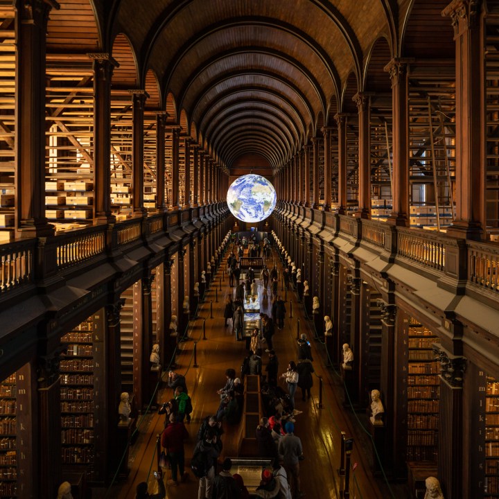 Image of Gaia in the Long Room, from the upper gallery